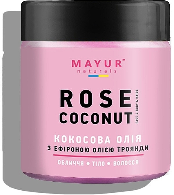 Натуральное кокосовое масло для лица и тела с эфирным маслом розы - Mayur