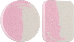 Спонж CS080 круг + квадрат, латексный 2в1, бело-розовый - Cosmo Shop — фото N1