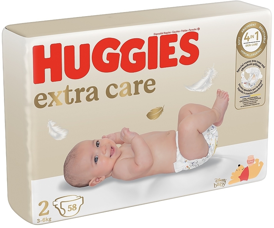 Подгузники Huggies Extra Care 2 (3-6 кг), 58 шт - Huggies — фото N2