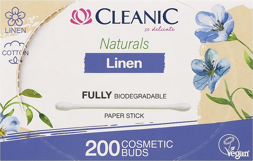 Ватні палички, 200 шт. - Cleanic Naturals Linen Cotton Buds — фото N1