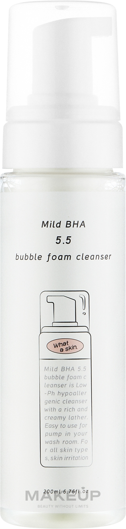М'яка пінка для вмивання - What A Skin Mild BHA 5.5 Bubble Foam Cleanser — фото 200ml