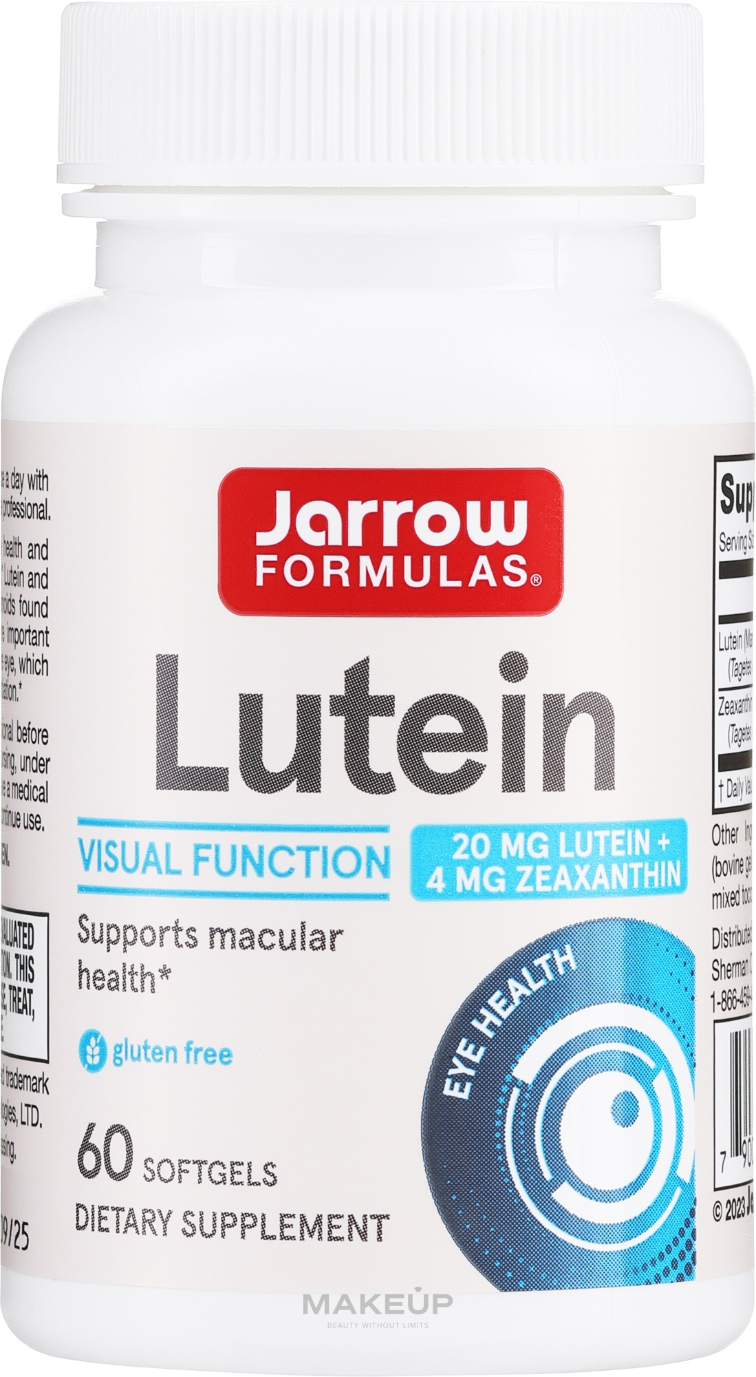 Харчові добавки - Jarrow Formulas Lutein 20mg — фото 60шт