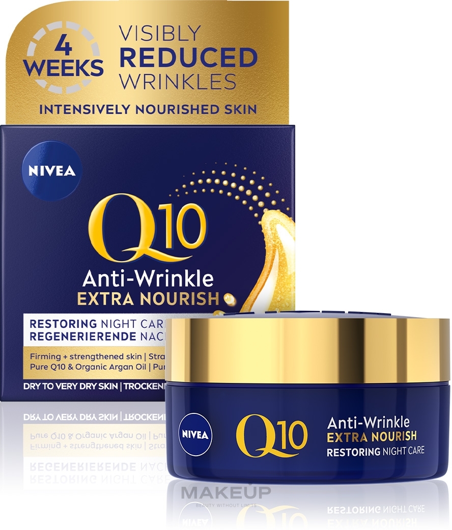 Відновлюючий нічний крем проти зморщок - NIVEA Q10 Anti-Wrinkle Extra Nourish Restoring Night Care — фото 50ml