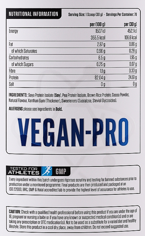 Протеиновая смесь с аминокислотами - Applied Nutrition Vegan-pro Plant Based Protein Blend Vanilla — фото N3