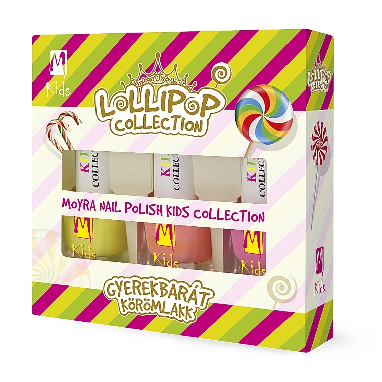 Набор лаков для ногтей - Moyra Kids Effect Nail Polish Lollipop Collection (3x7ml) — фото N1