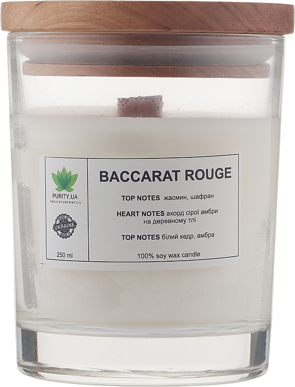 Аромасвічка "Baccarat&Rouge", у склянці - Purity Candle — фото N1