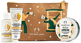 Духи, Парфюмерия, косметика Набор - The Body Shop Soothe & Smooth Almond Milk & Honey Mini Gift (sh/cr/60ml + h/cr/30ml + b/butter/50ml + bag)