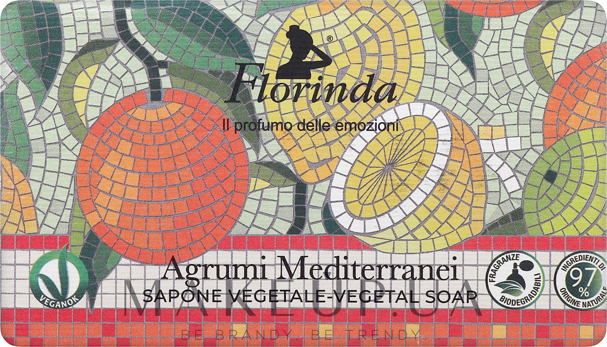 Мыло туалетное "Средиземноморские цитрусы" - Florinda Mosaici Italiani Vegetal Soap — фото 200g