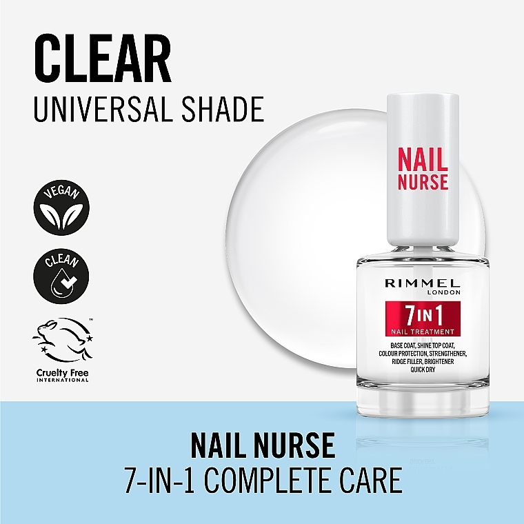 Лак-основа та закріплювач для нігтів 7 в 1 - Rimmel Nail Nurse 7 in 1 Nail Treatment — фото N3