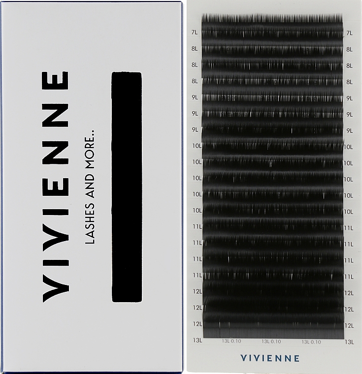 Накладные ресницы "Elite", черные, 20 линий (mix, 0,1, L, (7-13)) - Vivienne — фото N1