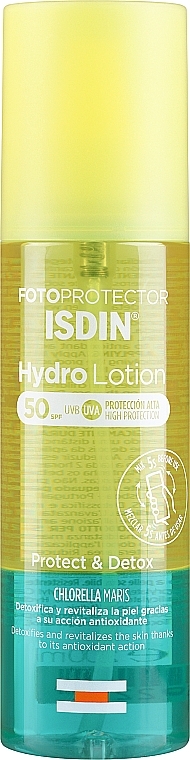 Сонцезахисний спрей SPF50 - Isdin Fotopotector Hydrolotion Protect & Detox — фото N1