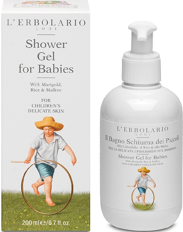Дитячий гель для душу з календулою, рисом і мальвою - L'Erbolario The Baby Garden Shower Gel for Babies — фото N1