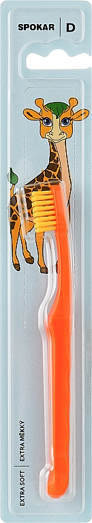 Зубная щетка "D", детская от 0 до 6 лет, экстрамягкая, оранжевая - Spokar Dot — фото N1