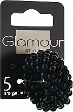 Резинка для волосся 415595, з намистинками, чорна - Glamour — фото N1