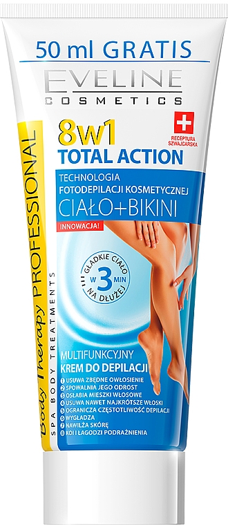 Крем для депиляции "Total Action" - Eveline Cosmetics Body Therapy 8in1 Hair Removal Cream