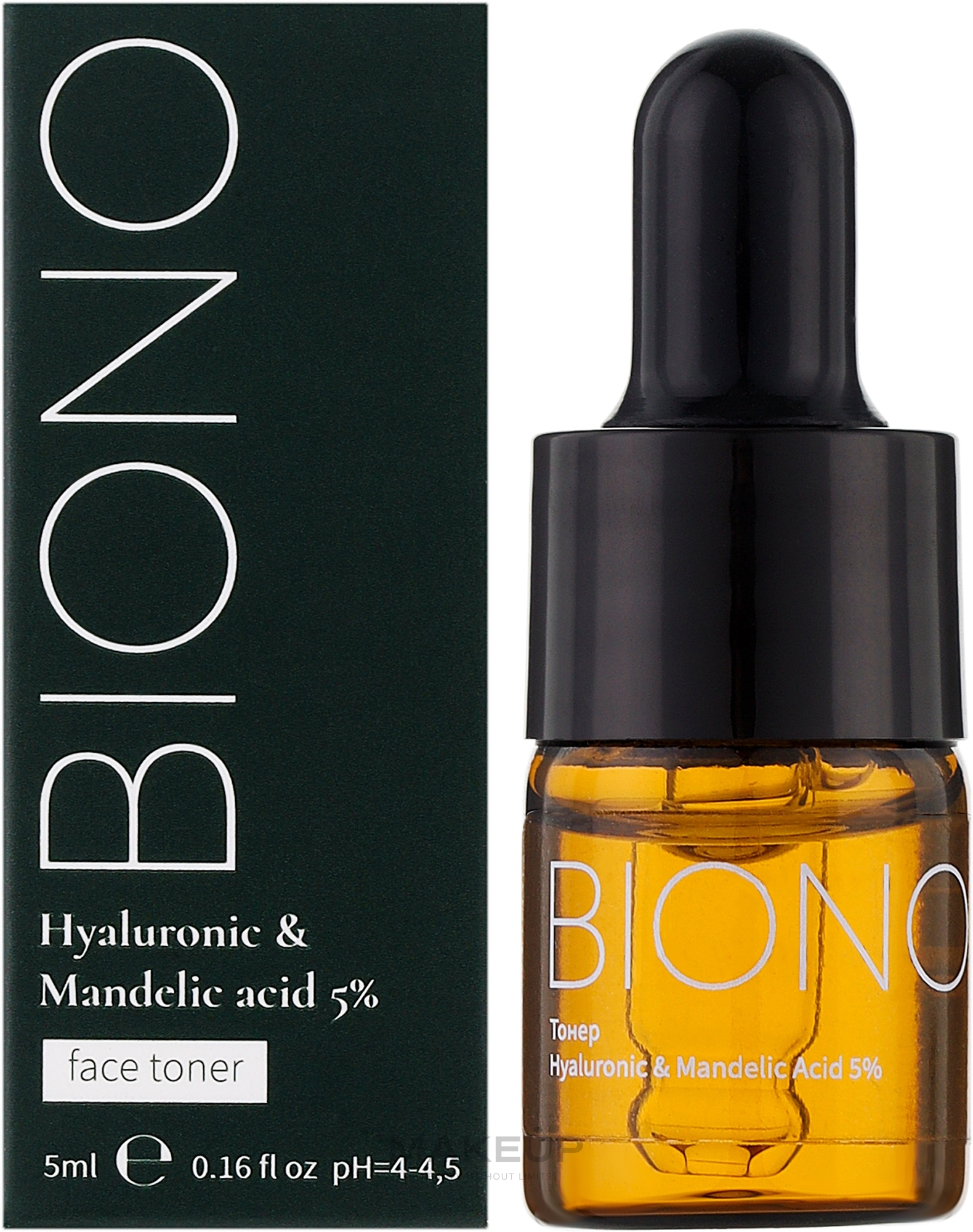 Тонер для лица с гиалуроновой и миндальной кислотой 5% - Biono Hyaluronic & Mandelic Acid 5% Face Toner (пробник) — фото 5ml