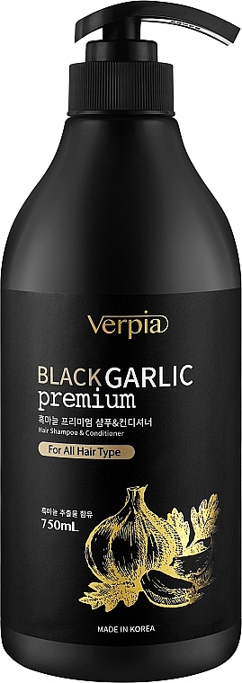 Шампунь-кондиціонер з екстрактом чорного часнику для волосся - Juno Verpia Premium Black Garlic Hair Shampoo & Conditioner — фото N1