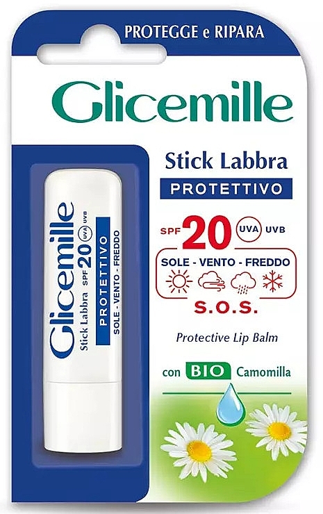 Бальзам для губ захисний "Ромашка" - Mirato Glicemille SOS Protective Lip Balm SPF20 — фото N1