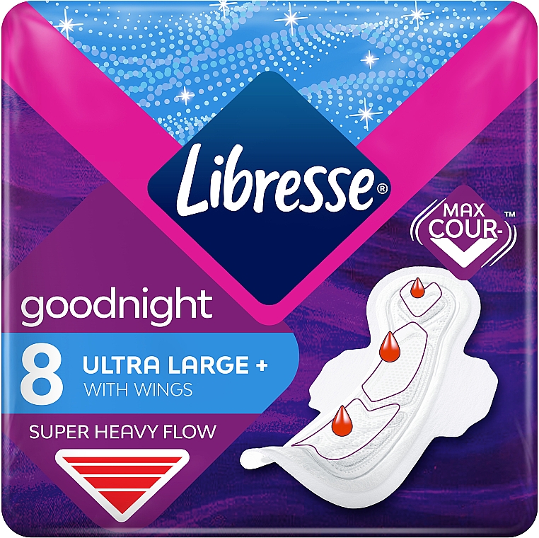 Гигиенические прокладки ночные с крылышками, 8шт - Libresse Ultra Goodnight Large 