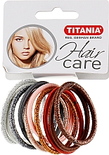 Резинки для волос, 10 шт, разноцветные, 4 см - Titania Hair Care — фото N1