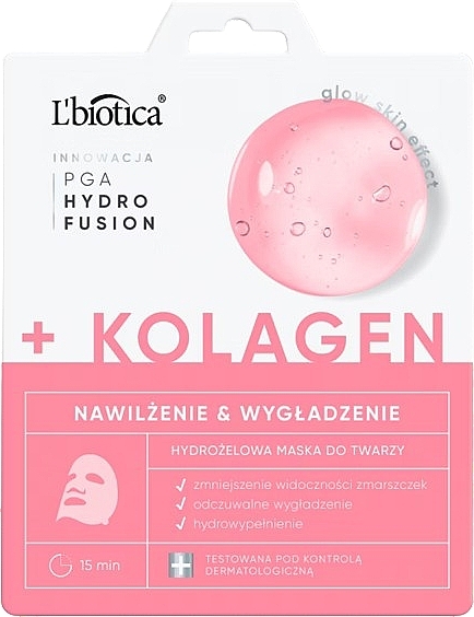 Гидрогелевая маска для лица с коллагеном - L'biotica PGA Hydro Fusion + Kolagen — фото N1