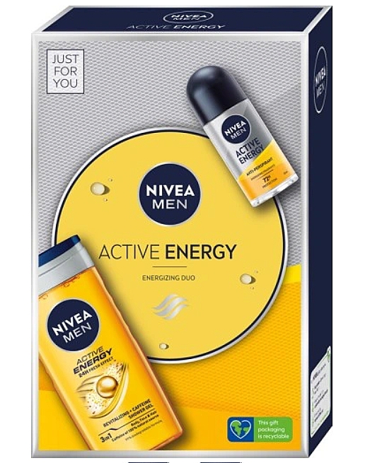 Набор для мужчин - NIVEA MEN Active Energy Energizing Duo (sh gel/250ml + deo/50ml) — фото N1