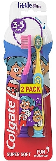 Набор детских зубных щеток, желтая/розовая - Colgate Kids Super Soft Toothbrush  — фото N1