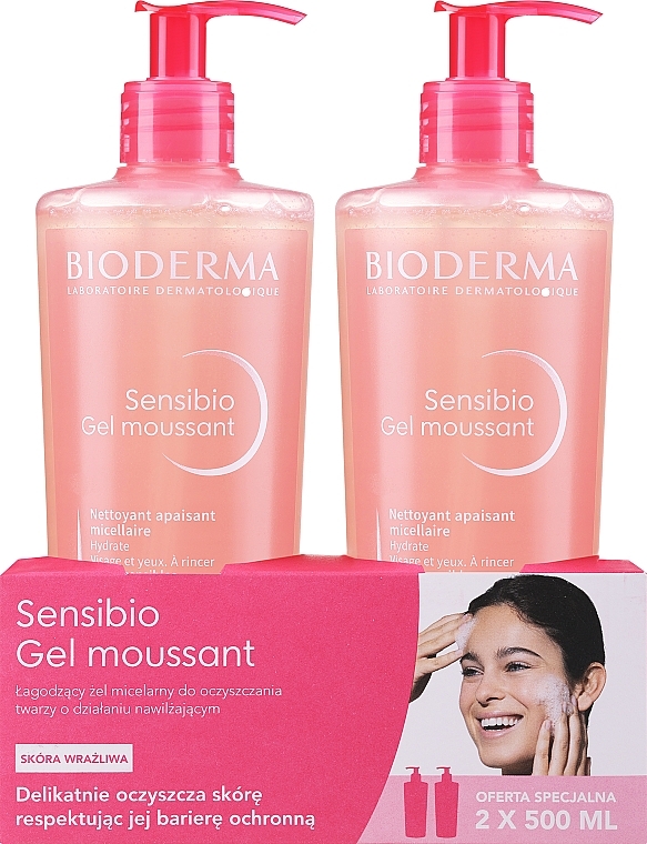 Набір - Bioderma Sensibio Mild Cleansing Foaming Gel (2 x cl/gel/500ml) — фото N1