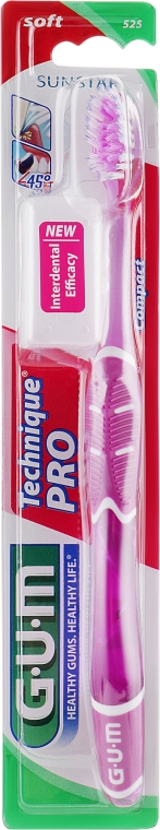 Зубна щітка "Technique Pro", м'яка, фіолетова - G.U.M Soft Compact Toothbrush — фото N1