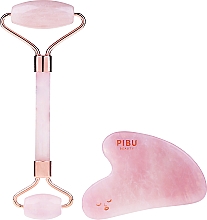 Набор - Pibu Beauty Rose Quartz Facial Roller & Gua Sha Set (massager/2pcs) — фото N2