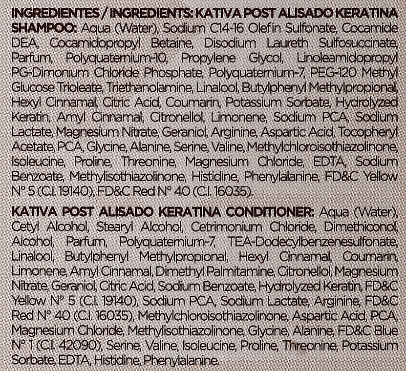 Набір - Kativa Straightening Post Treatment Keratin (shm/250ml + cond/250ml) — фото N3