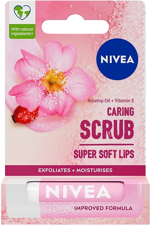 Скраб-бальзам для губ с маслом шиповника - NIVEA Caring Scrub Super Soft Lips Rosehip Oil + Vitamin E — фото N10