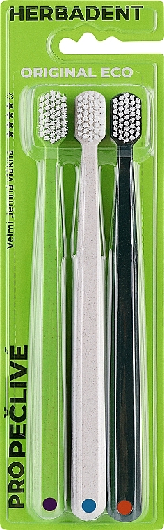 Зубна щітка супер м'яка, в ЕКО упаковці, 3шт - Herbadent Toothbrush — фото N1