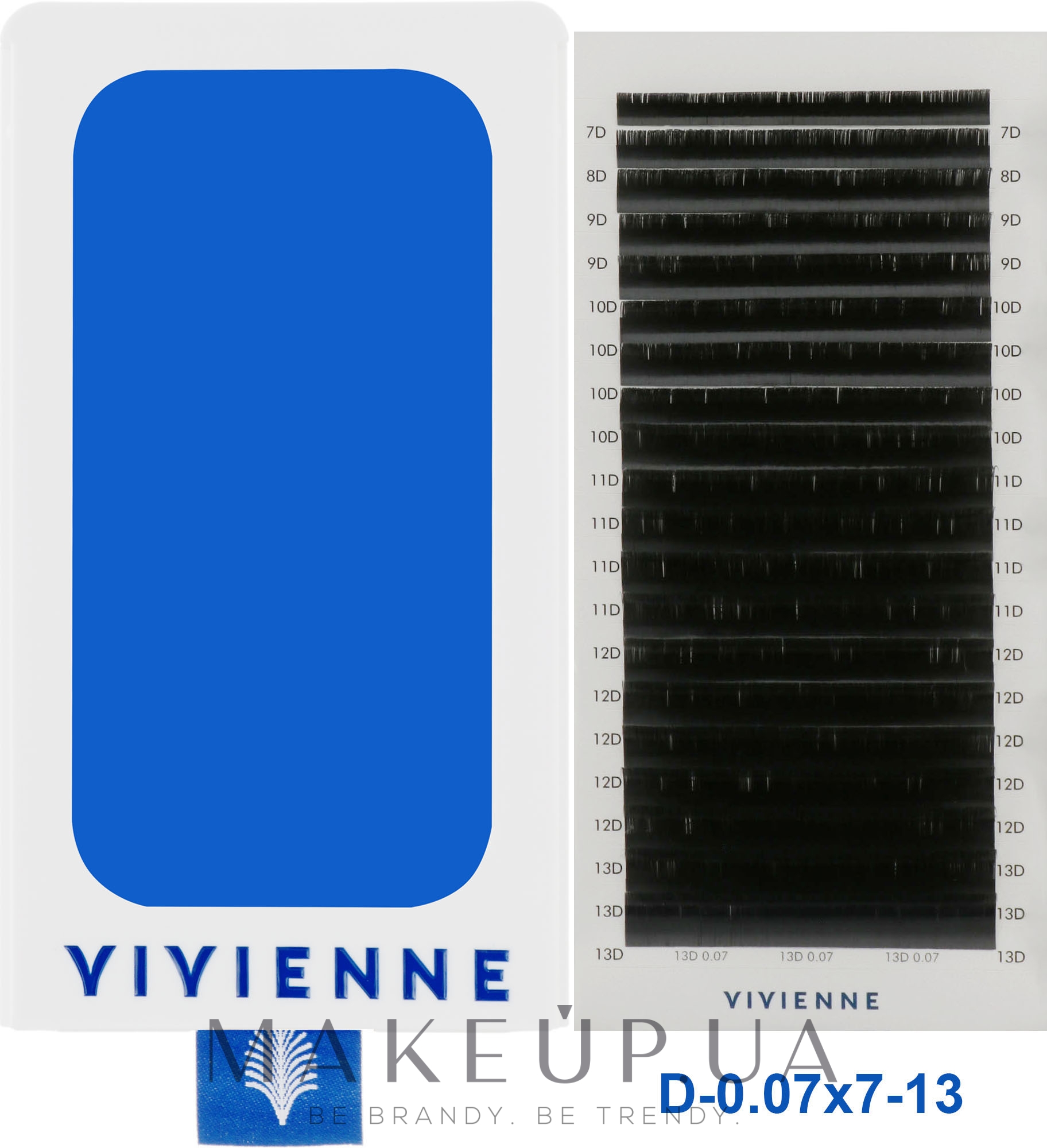Накладные ресницы "Elite", черные, 20 линий (mix, 0,07, D, 7-13) - Vivienne — фото 1уп