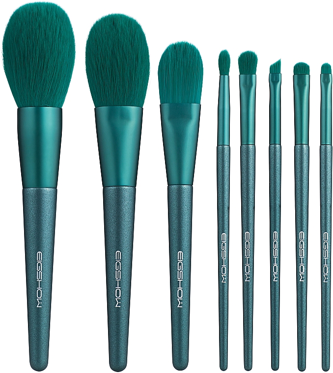 Набор кистей для макияжа, 8 шт - Eigshow Beauty Green Brush Kit With Cylinder — фото N2