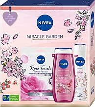 Духи, Парфюмерия, косметика Набор - NIVEA Miracle Garden Rose Touch (sh/gel/250ml + deo/150ml + f/mask)