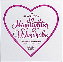 Палетка хайлайтерів для обличчя - Makeup Revolution I Heart Makeup Highlighter Wardrobe — фото N2