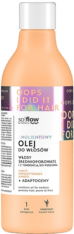 Пом'якшувальна олія для волосся середньої пористості - So!Flow by VisPlantis Hair Emollient Oil — фото N1
