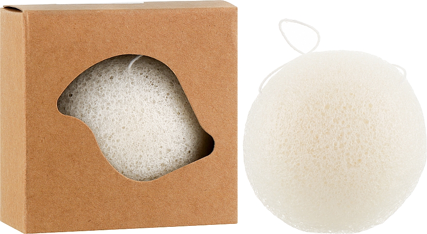 Спонж для умывания конжаковый мини, белый - Cosmo Shop Konjac Sponge Mini Craft Box — фото N2