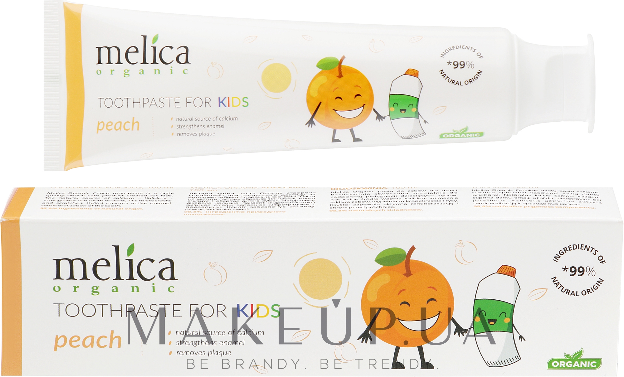 Детская зубная паста "Персик" - Melica Organic Toothpaste For Kids Peach — фото 100ml