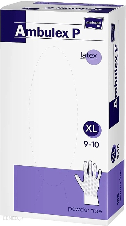 Перчатки латексные, нестерильные, неопудренные, белые, размер XL, 100 шт. - Matopat Ambulex P — фото N1