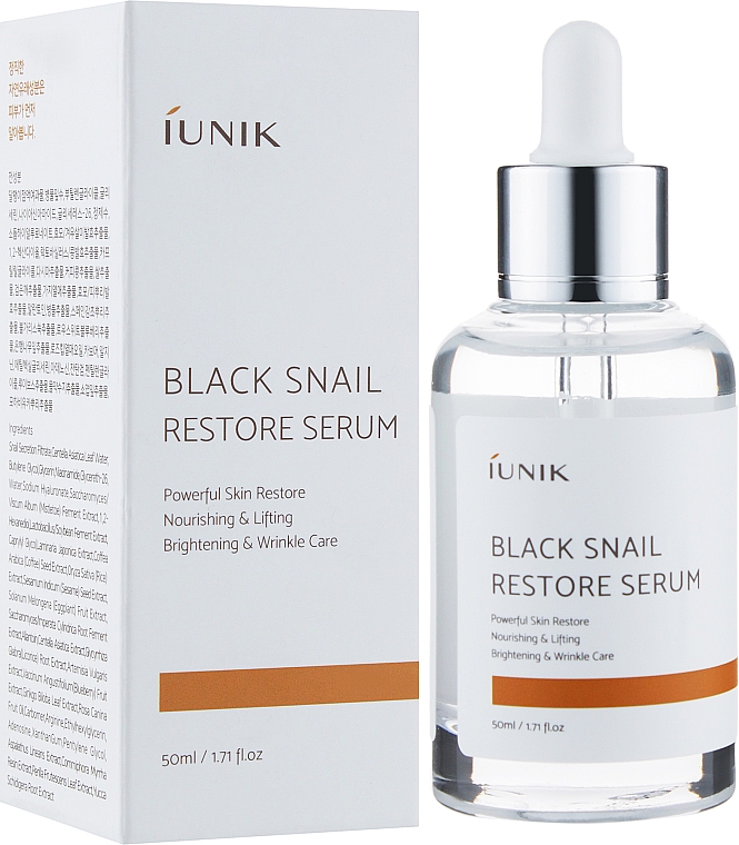 Восстанавливающая сыворотка с муцином черной улитки - IUNIK Black Snail Restore Serum — фото N2