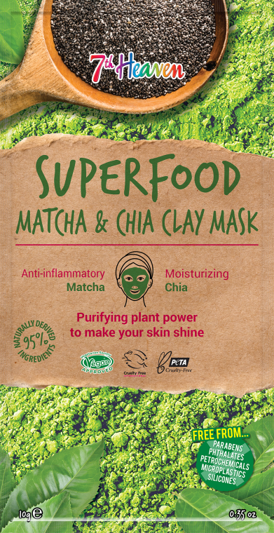 Глиняна маска для обличчя - 7th Heaven Superfood Matcha Chia Clay Mask