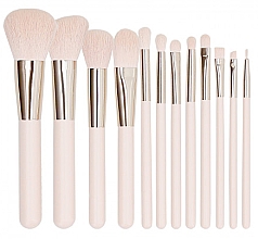 Набір професіональних пензлів для макіяжу, рожевий, 12 шт. - Tools For Beauty Makeup Brush Set Pink — фото N1