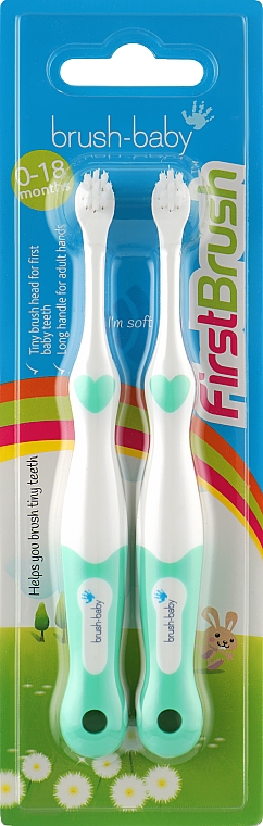 Набір з 2 щіток "Перша зубна щітка", зелена - Brush-Baby — фото N1