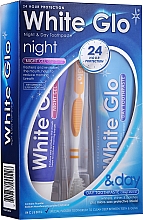 Набір з жовтою зубною щіткою - White Glo Night & Day Toothpaste (t/paste/65ml + t/gel/65ml + toothbrush) — фото N1