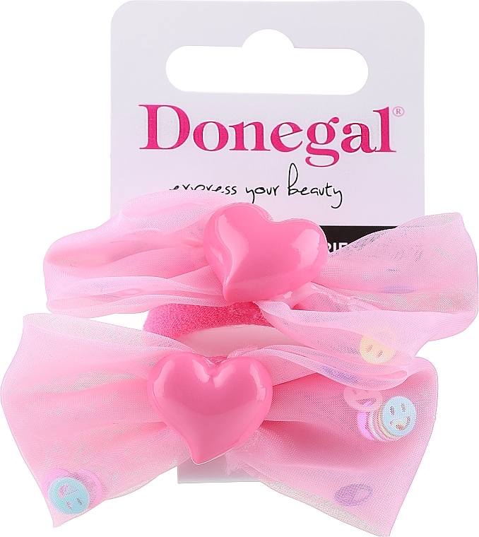 Набір резинок для волосся FA-5602, 2 шт, рожеві бантики - Donegal — фото N1