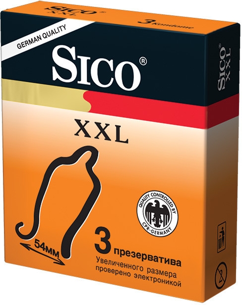 Презервативы "XXL", увеличенного размера, 3 шт - Sico