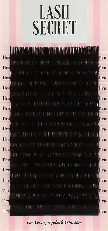 Накладні вії, чорні, 16 ліній (один розмір, 0,05, C, 11) - Lash Secret — фото N1