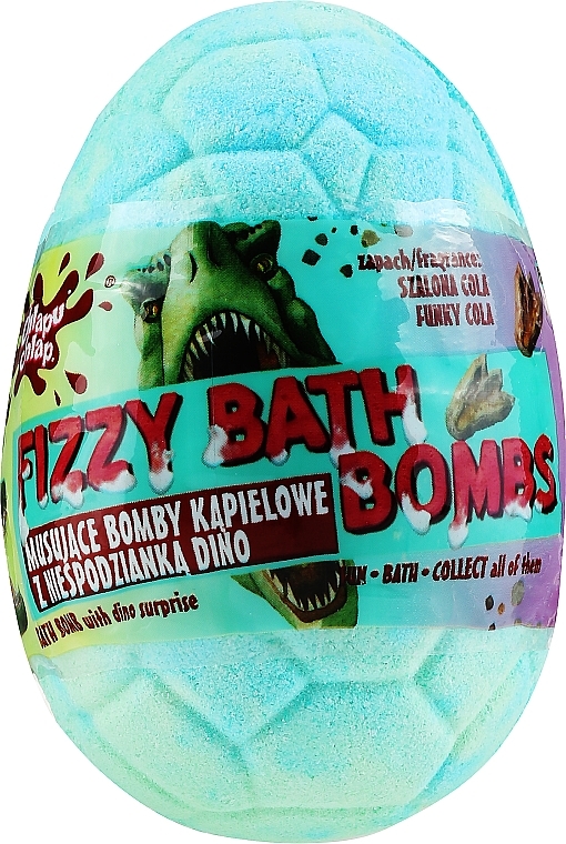 Бомбочка для ванны "Дино" с сюрпризом, голубая с ароматом колы - Chlapu Chlap Dino Funky Cola Fizzy Bath Bombs — фото N1